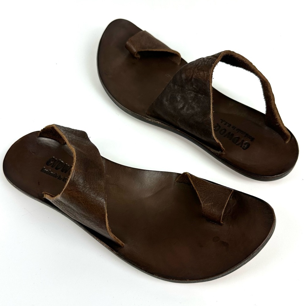 Cydwoq Women’s Sz 39 US Sz 8.5-9 Thong Sandal Bohemian Style Leather Dark Brown